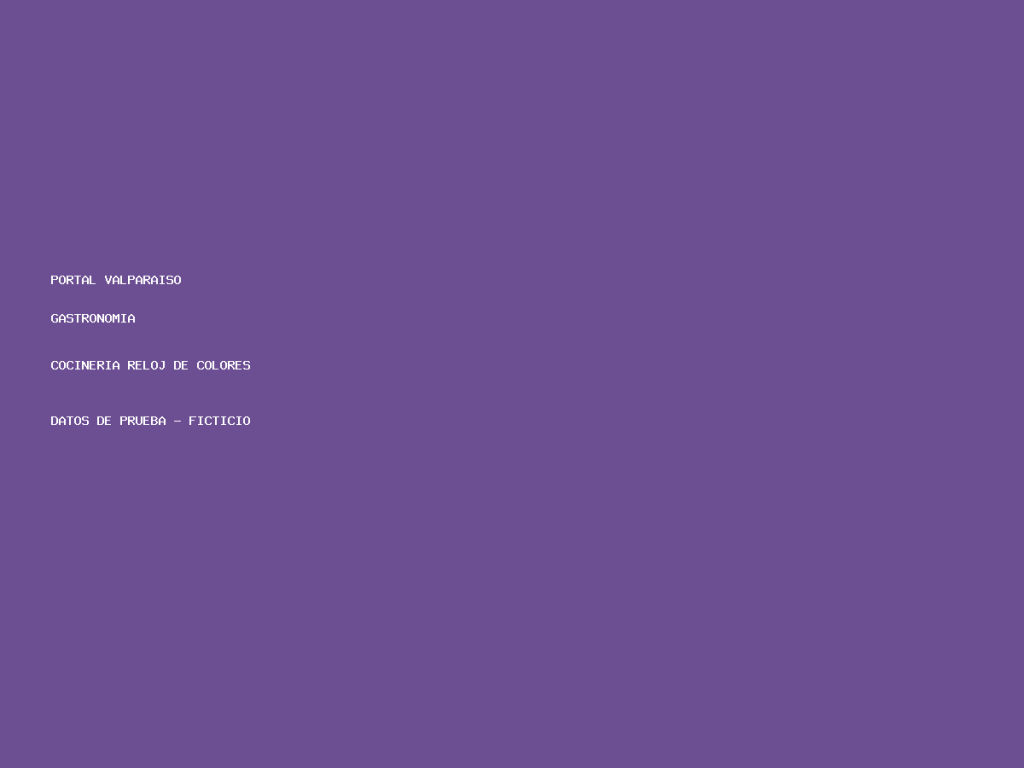 Cocinería Reloj de Colores — DATOS DE PRUEBA